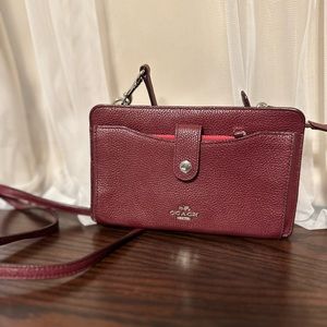 Coach Dark Rose Clutch and removable card holder